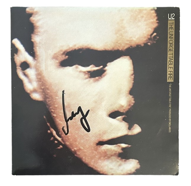 U2 Signed The Unforgettable Fire Vinyl 45