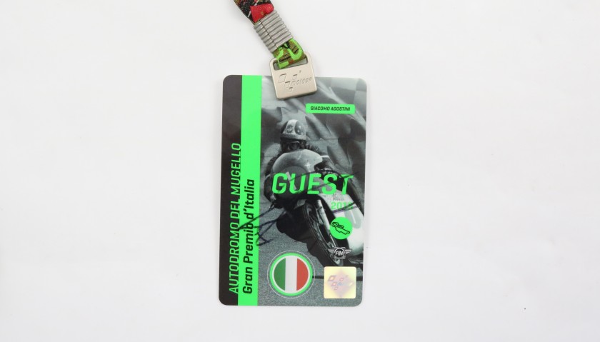 Mugello Paddock Pass Signed by Giacomo Agostini