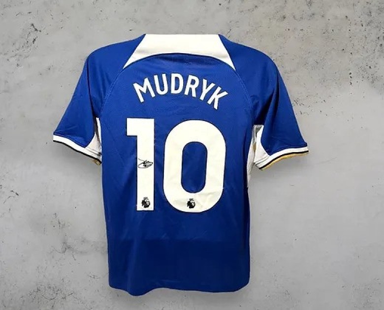 Mykhailo Mudryk's Chelsea 2023/24 Signed and Framed Shirt - CharityStars