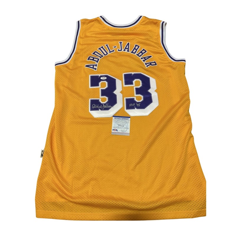Kareem Abdul Jabbar's Los Angeles Lakers "HOF 95" Signed Replica Jersey