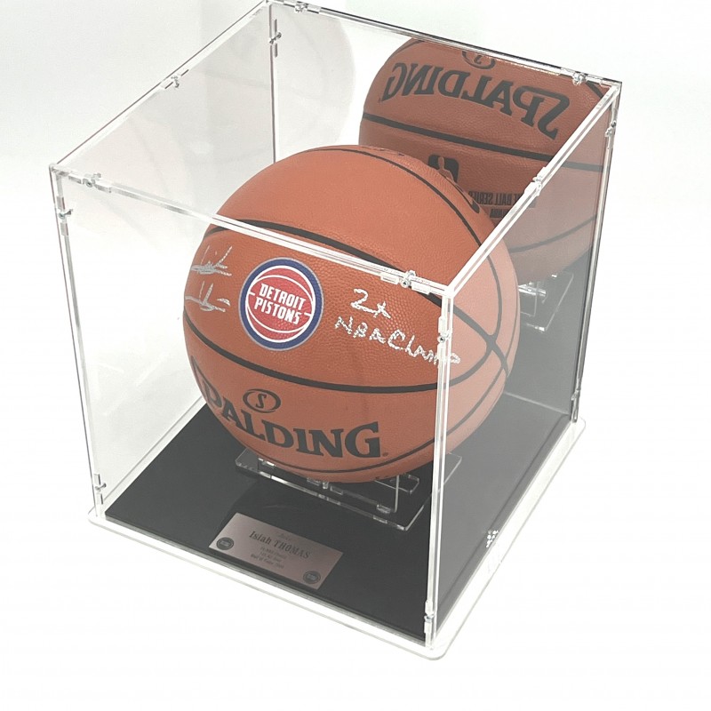 Isiah Thomas Signed Basketball in Display Case