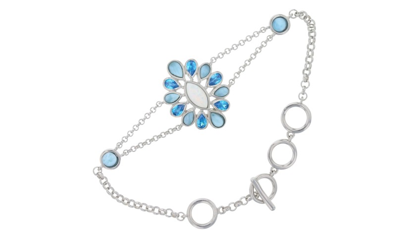 Sterling Silver Toggle Flower Bracelet