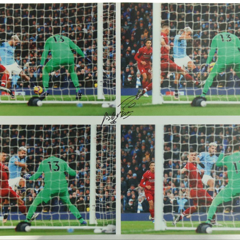 "Manchester City Legend Sergio Aguero's goal against Liverpool" Signed Picture