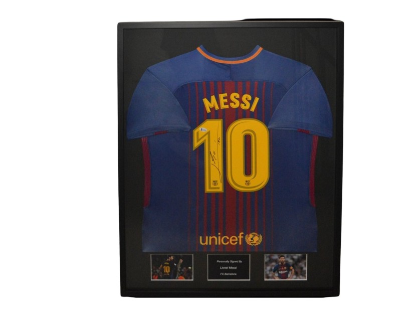 Lionel Messi's FC Barcelona Signed And Framed Shirt