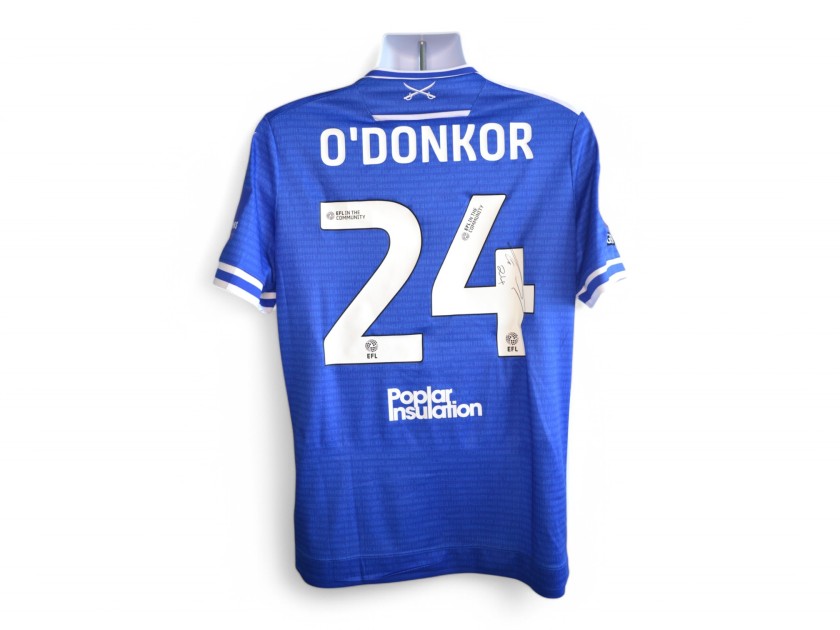 O'Donkor's Bristol Rovers Emirates FA Cup Signed Match Worn Shirt, vs Barnsley 