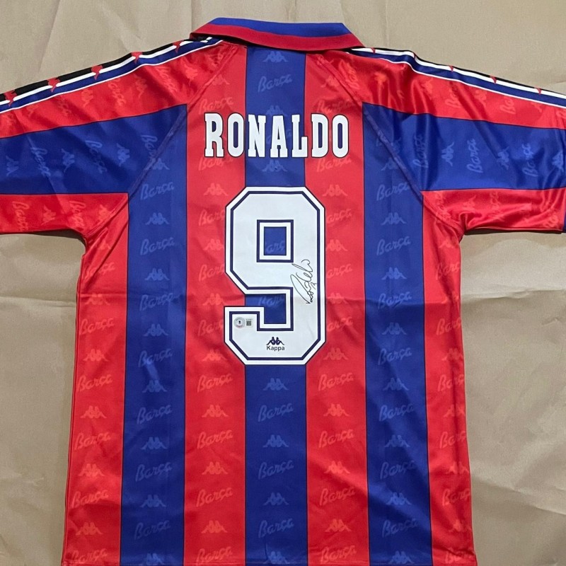 Maglia replica firmata da Ronaldo Nazário del FC Barcelona