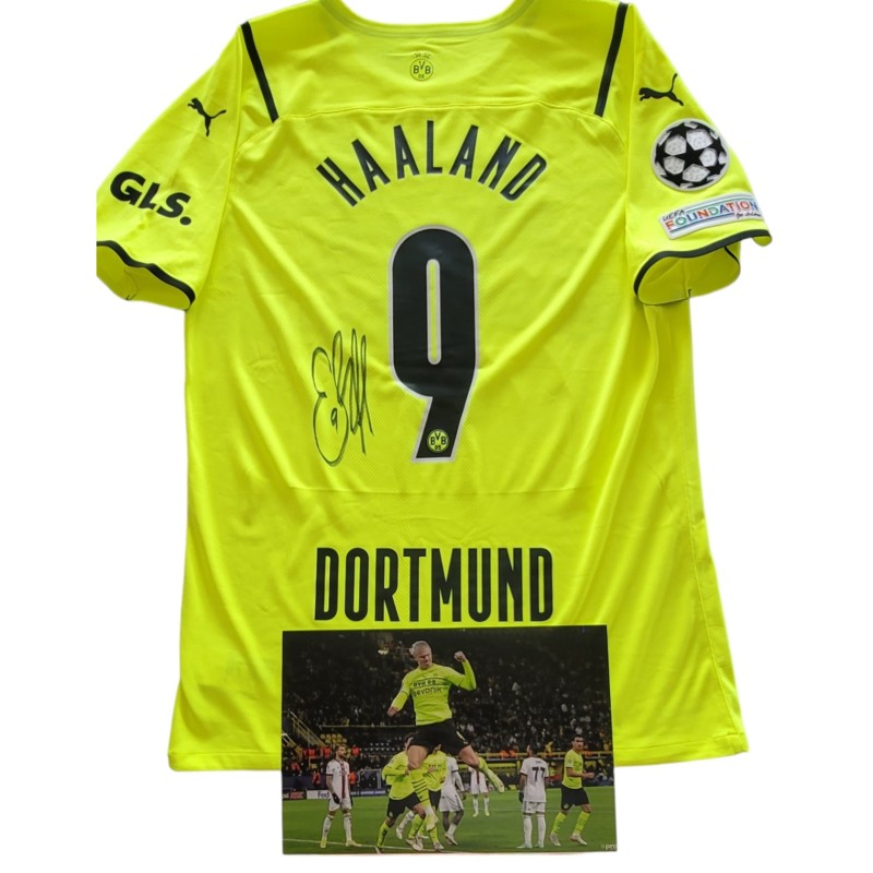 Maglia Haaland preparata Borussia Dortmund vs Besiktas 2021 - Autografata