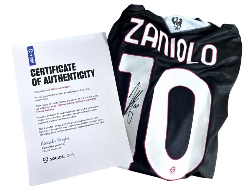Zaniolo's Udinese Signed Official Shirt Box Set, 2025/26