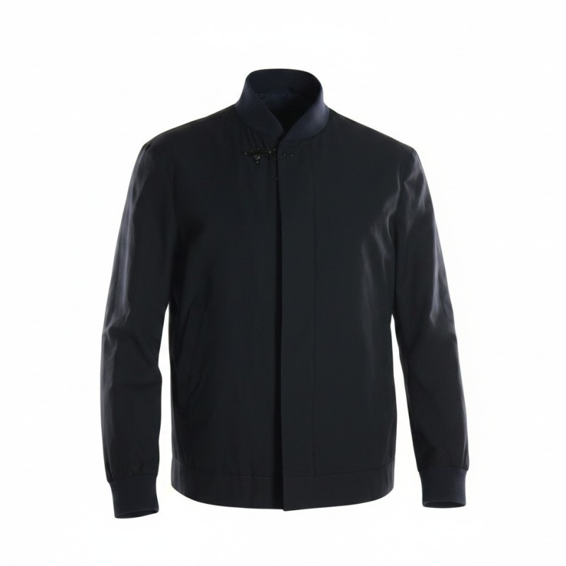 Cotton Blend Microfaille Bomber Jacket