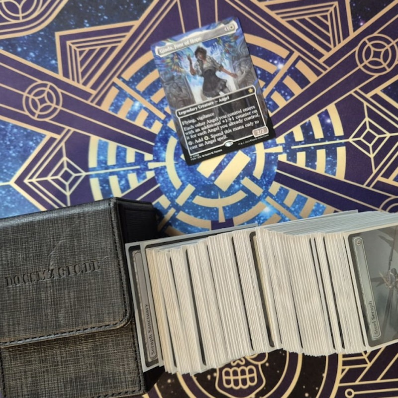 "Angels" themed Commander deck - Jade Font of Hope with deck mat, liners and 100 deck holder