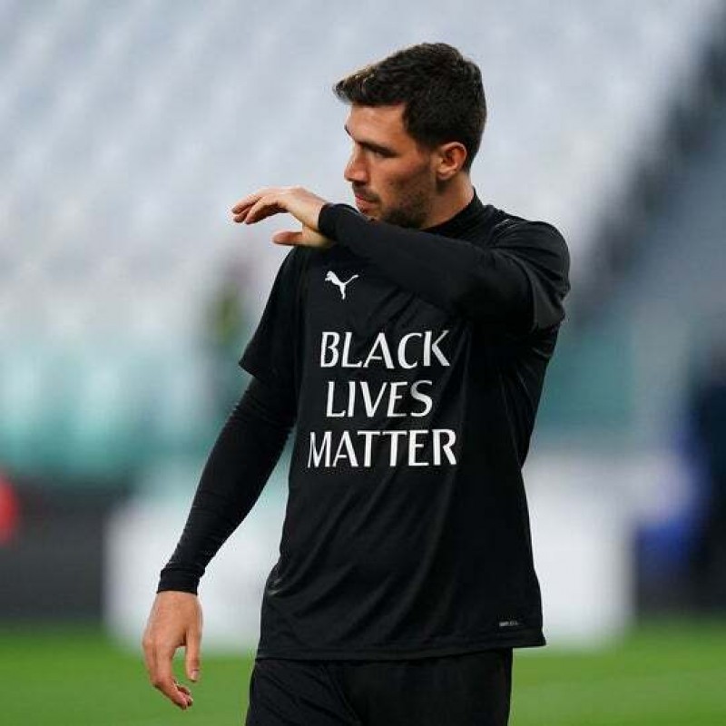 Training Shirt, Juventus-Milan - "Black Lives Matter" - Signed by Romagnoli