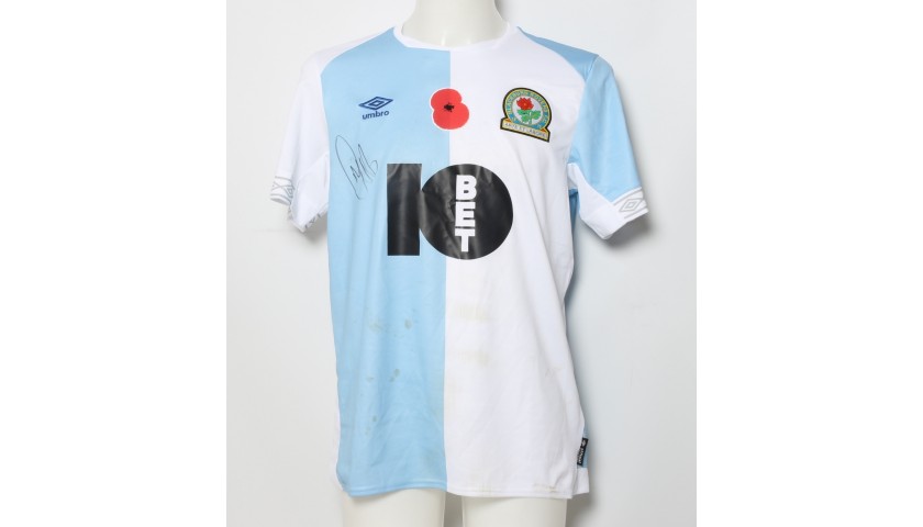 Darragh Lenihan's Match-Worn Blackburn Rovers Signed Poppy Home Shirt 