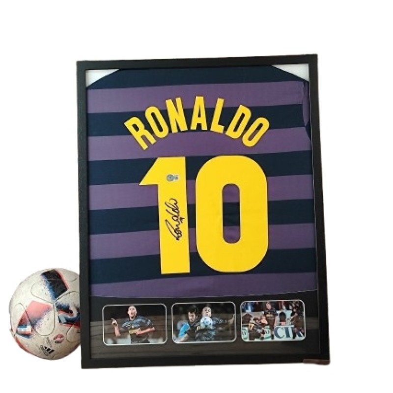 Ronaldo Nazario's Inter Milan Signed And Framed Away Shirt