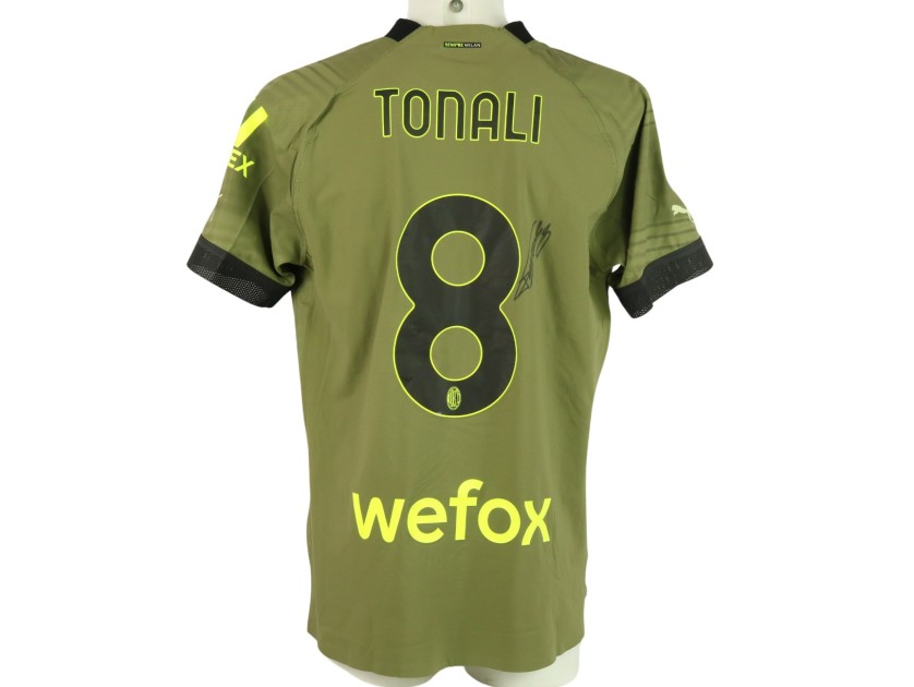 Tonali's Issued Signed Shirt, Milan vs Lazio 2023 