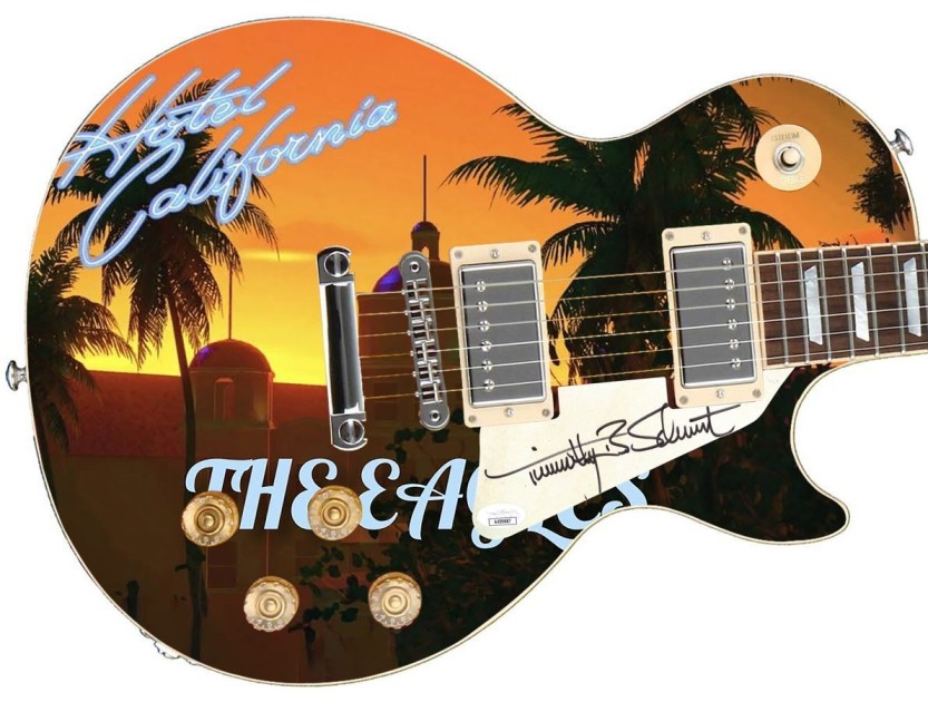 Timothy B. Schmit of The Eagles Signed Custom Graphics Guitar