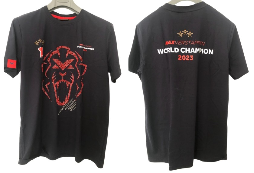Verstappen Official Signed T-Shirt, World Champion 2023 + Signed Card