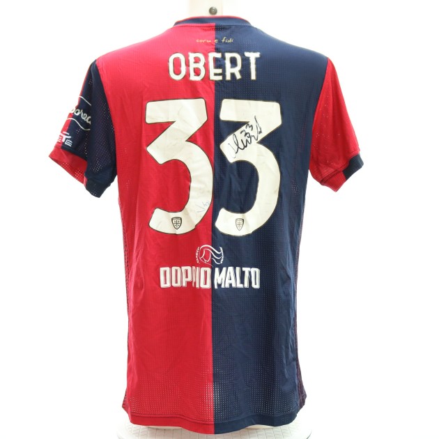 Obert's Signed Unwashed Shirt, Cagliari vs Carrarese Coppa Italia 2024