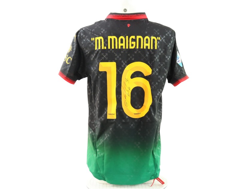 Maignan's Official Milan Signed Shirt, 2025 - Off White