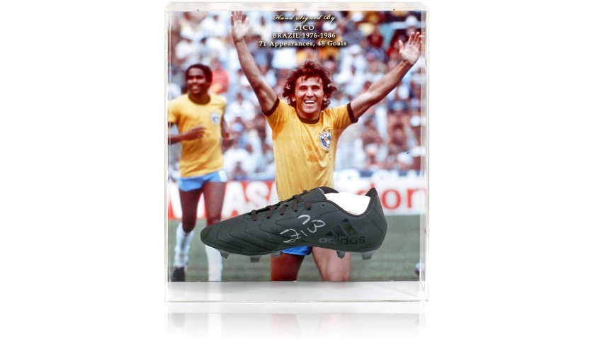 Zico Hand-Signed Brazil Football Boot Presentation