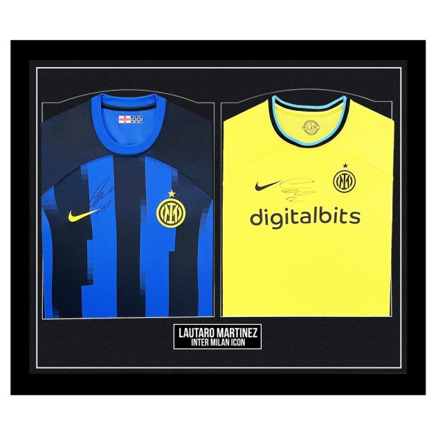 Lautaro Martinez's Inter Milan Signed and Framed Duo Shirts