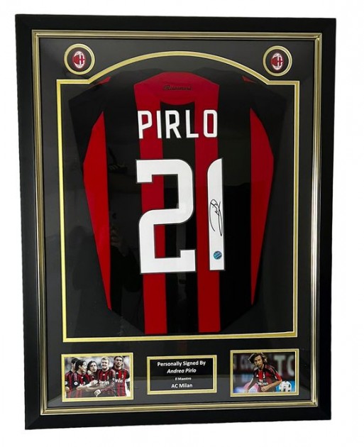 Pirlo Official AC Milan Signed and Framed Shirt, 2008/09 