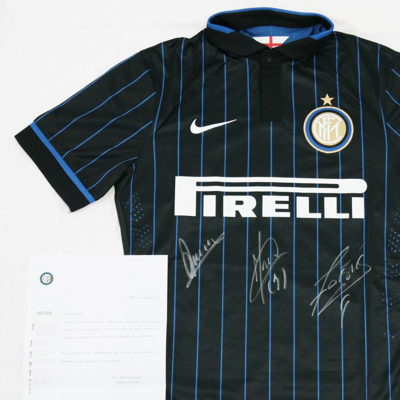 Official Inter shirt, 14/15 season - signed by Mancini, Icardi, Zanetti