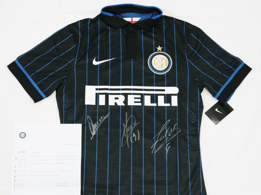 Maglia ufficiale Inter, stagione 14/15 - firmata da Mancini, Icardi, Zanetti