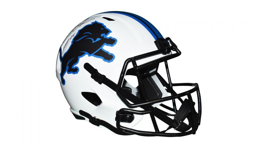 Detroit Lions Replica Football Helmet Signed by Barry Sanders