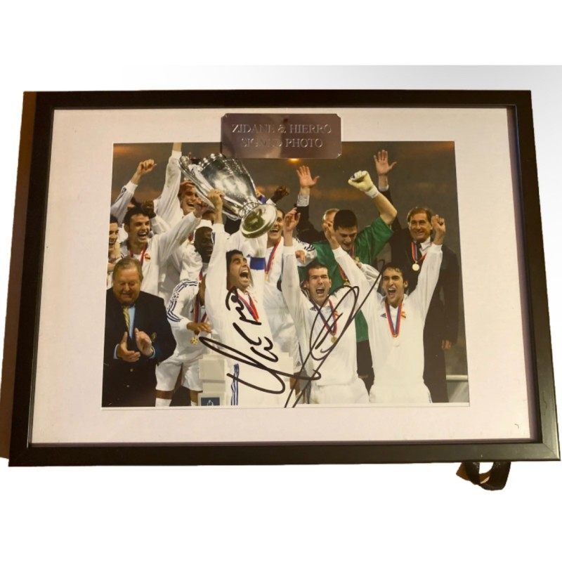 Zidane and Fernando Hierro Signed and Framed Picture 