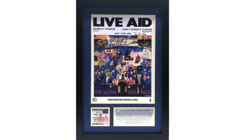 Live Aid Poster Signed by 6 Original Performers