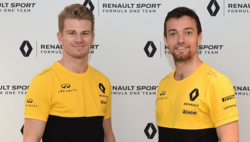 Official Renault Shirt Signed by Sainz and Hulkenberg