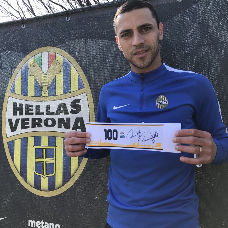 Rômulo's Signed Match-Worn 100 Appearances Captain Armband, Lazio-Hellas