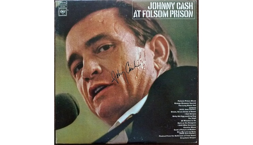 Johnny Cash at Folsum Prison Record with Printed Signature