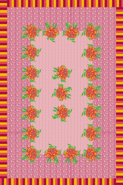 Lisa Corti – Camelia Magenta Tablecloth + 8 Napkins