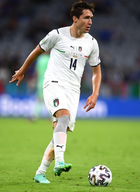 Chiesa's Signed Match Shirt, Belgium-Italy 2021