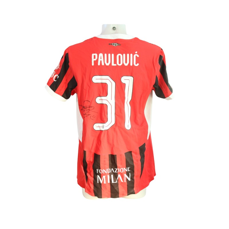 Maglia ufficiale Pavlovic Milan, 2024/25 - Autografata