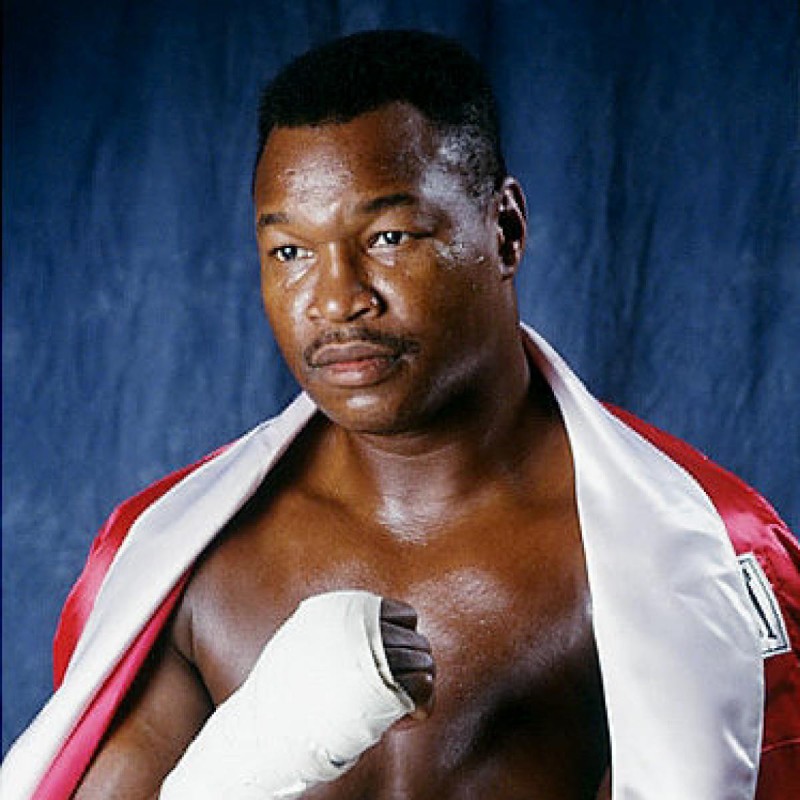 Guantone da boxe autografato da Larry Holmes con scritta 