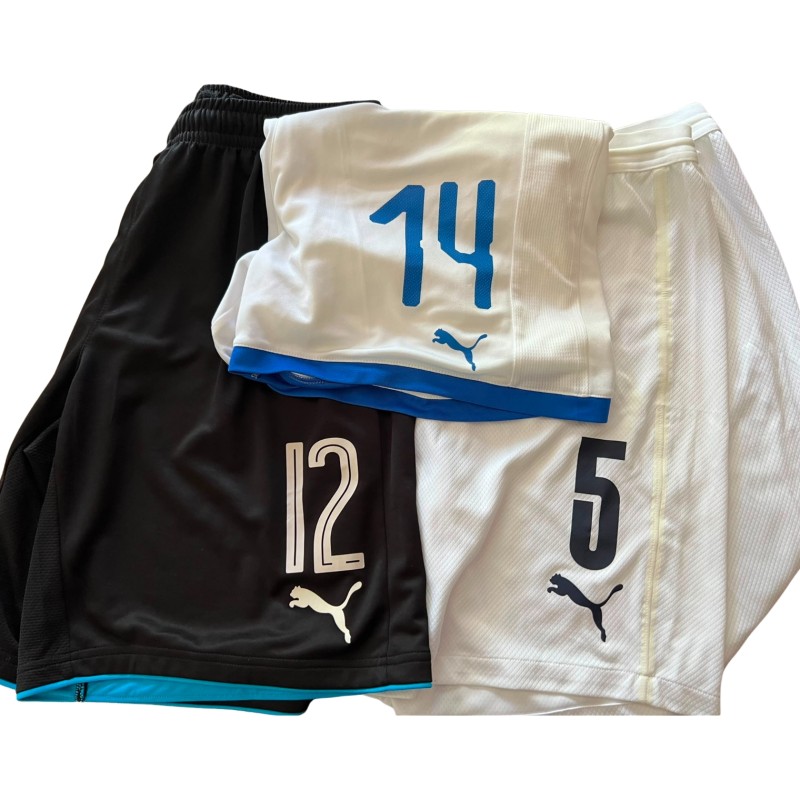 Chiesa, Locatelli, Donnarumma's Collection of Three Italy Match-Issued Shorts