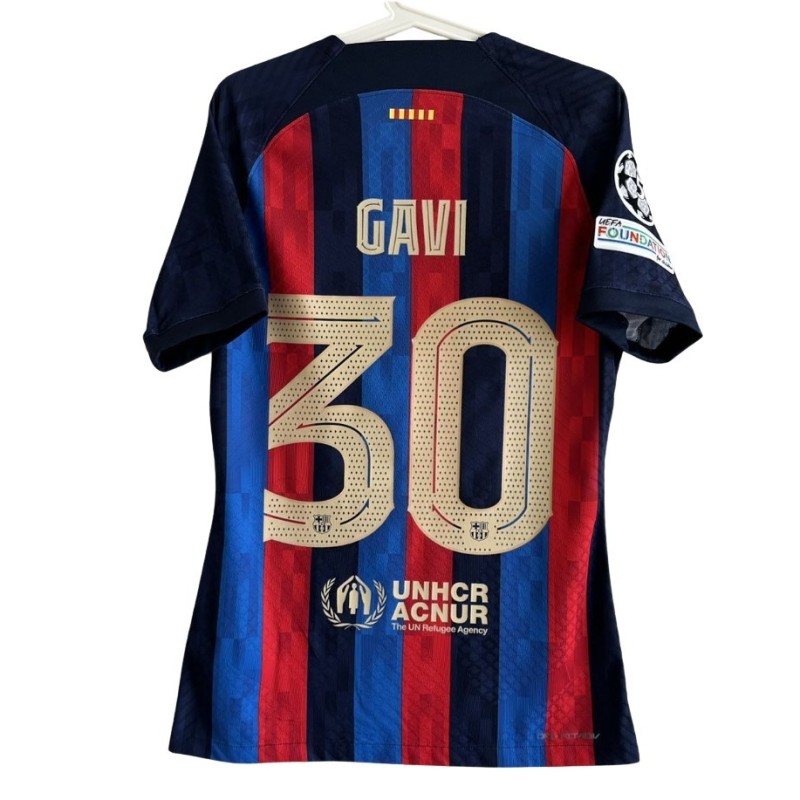 Gavi's FC Barcelona 2022/23 Champions League Match-Issued Shirt