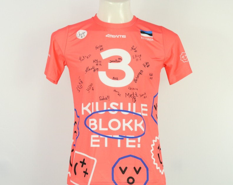 Estonia women's national team jersey - athlete Kattai - autographed by the team