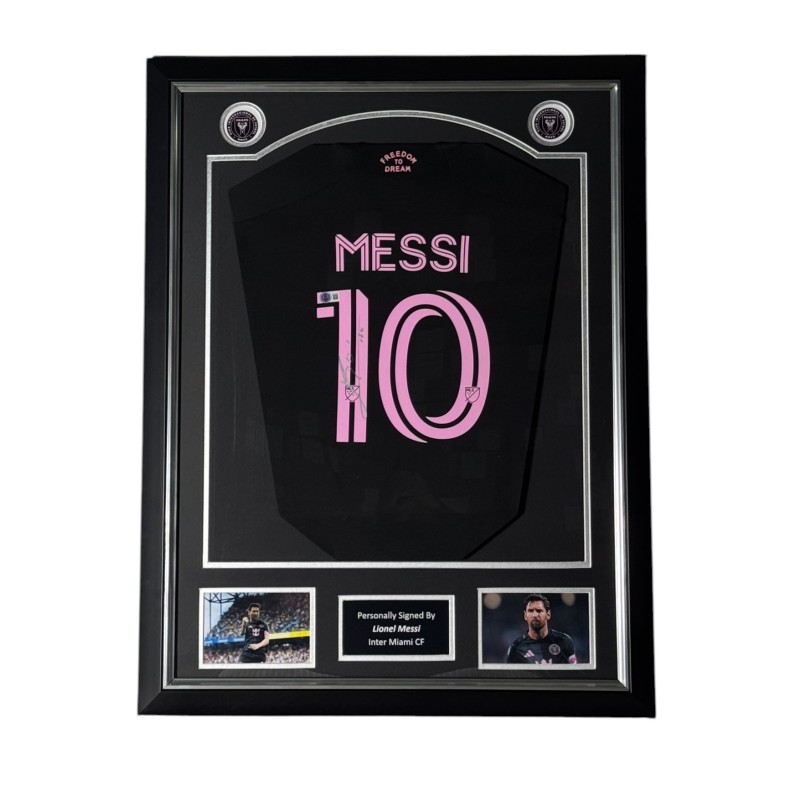 Lionel Messi's Inter Miami Signed And Framed Shirt