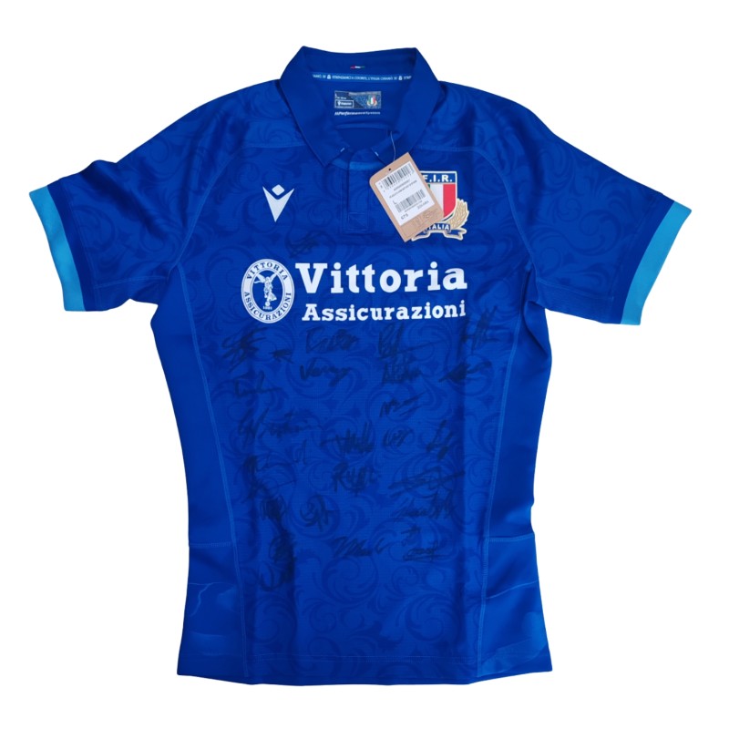 Italian National Rugby Team's Match-Issued Shirt - Signed by the Players