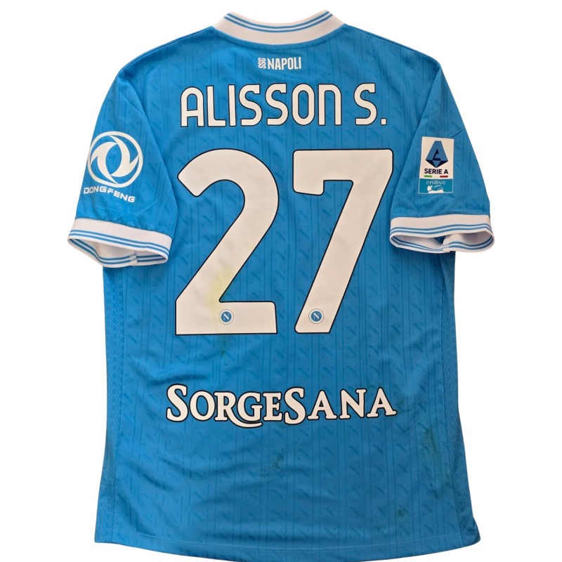 Alisson Santos' Napoli Match-Worn Shirt, 2025/26