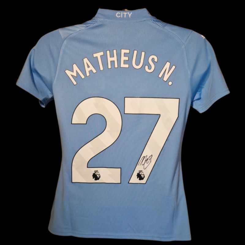 Matheus Nunes Signed Manchester City 2023-24 Official Home Football Shirt