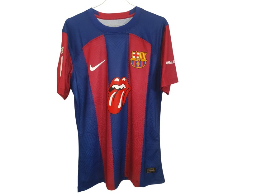 Lewandowski's official Barcelona shirt "Rolling Stones" Edition, 2023/24