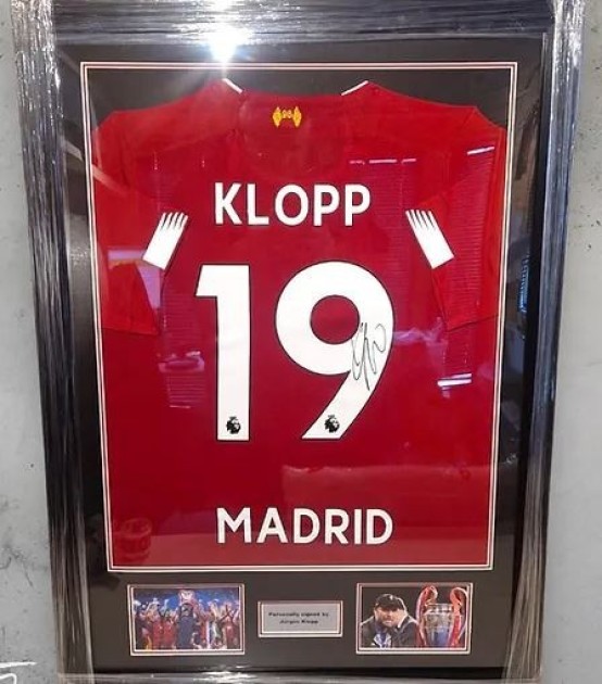 Jurgen Klopp's Liverpool 2019 Champions League Madrid Signed and Framed Shirt 