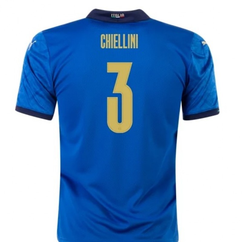 Chiellini's Italy Euro 2020 Final Match Issued Shirt vs England, Signed with Personalized Dedication 
