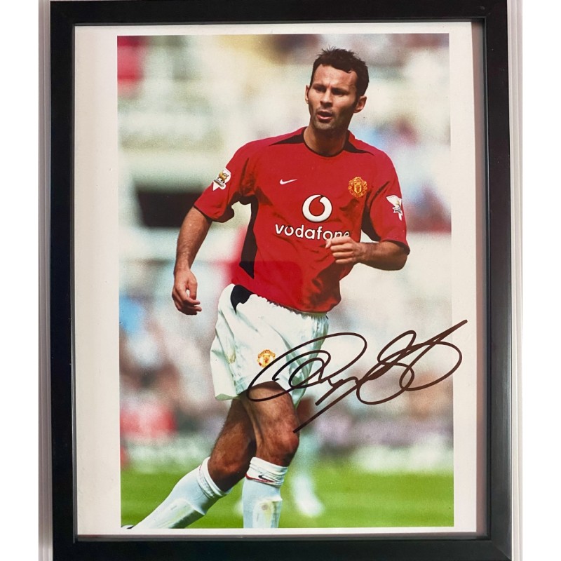 Immagine firmata e incorniciata di Ryan Giggs del Manchester United