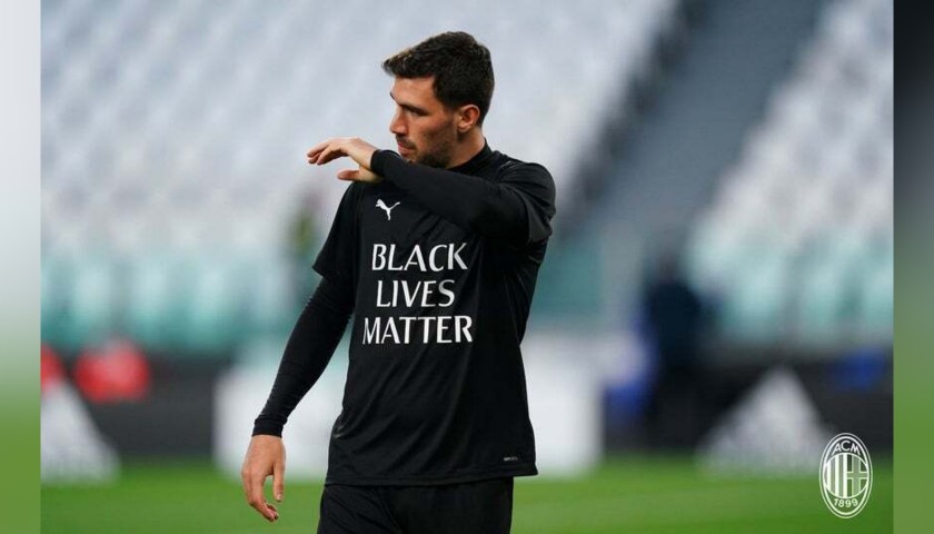 Training Shirt, Juventus-Milan - "Black Lives Matter" - Signed by Romagnoli