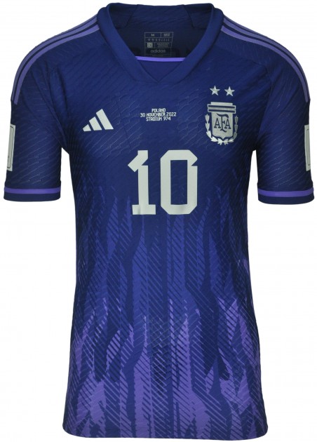 Messi's Match Shirt, Poland-Argentina WC Qatar 2022 - CharityStars